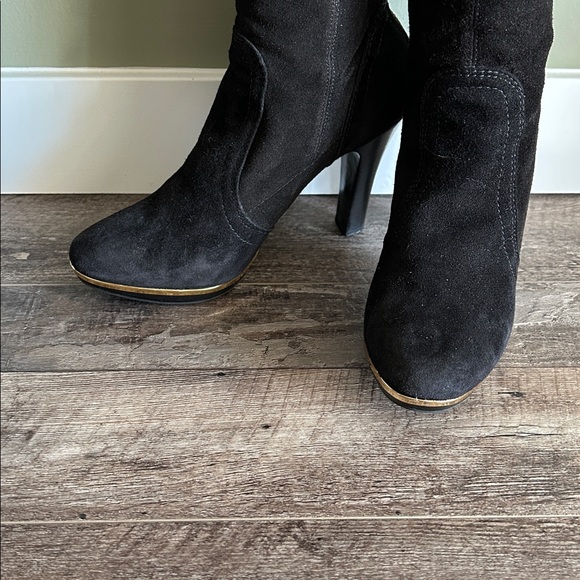 Tory Burch Suede Boots with Gold Accents - Picture 5 of 14